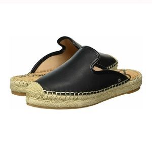 Sam Edelman Black Leather SlipOn Espadrilles/Mules